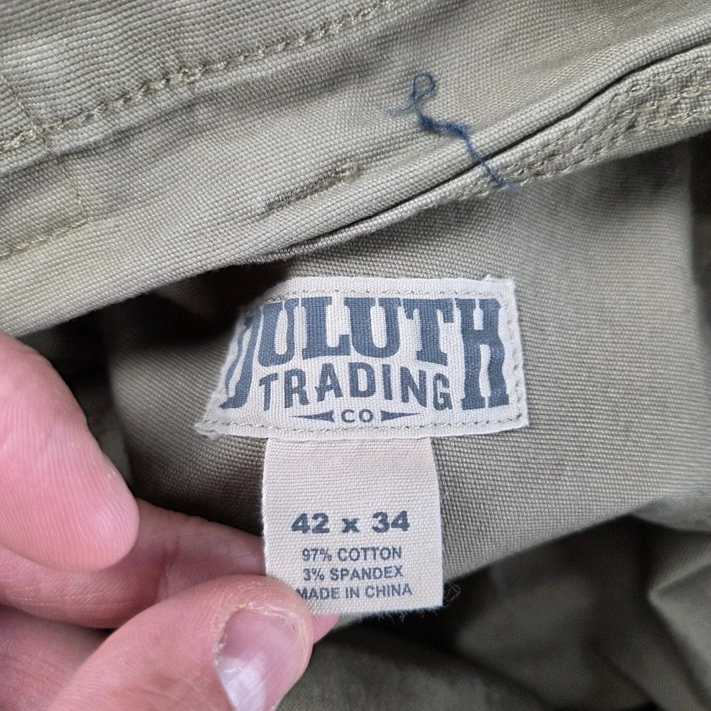 Duluth Trading Pants Mens 42x34 (41x33)‎ Brown Tan Flex Fire Hose Work Wear